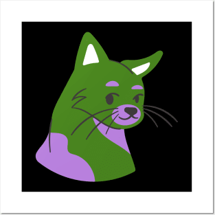 Cat in genderqueer pride colors Posters and Art